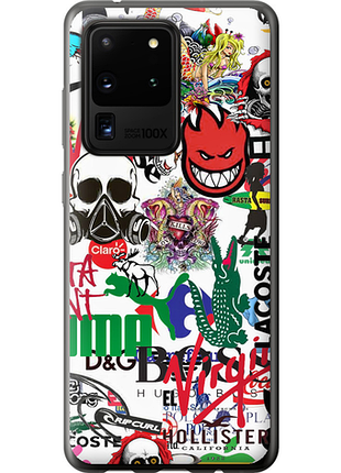Чехол на samsung galaxy s20 ultra many different logos из пластика fch_0000487