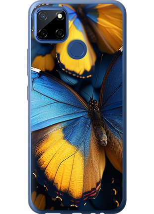 Чехол на realme cxiaomi 12 желто-голубые бабочки из пластика fch_0175579
