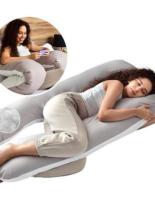 Подушка п-форми ideia 140х75х20 см u-shape для вагітних, реабілітації та щоденного комфорту, з наволочкою на блискавці
