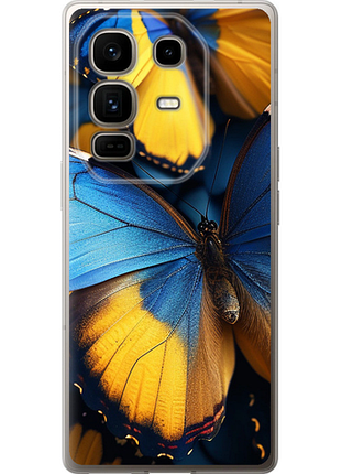 Чехол на infinix note 50 pro+ желто-голубые бабочки из силикона fch_0175585