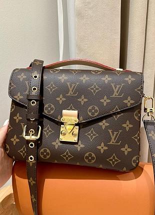 Жіноча коричнева шкіряна сумка louis vuitton monogram pochette metis луї вітон луї віттон метис lv