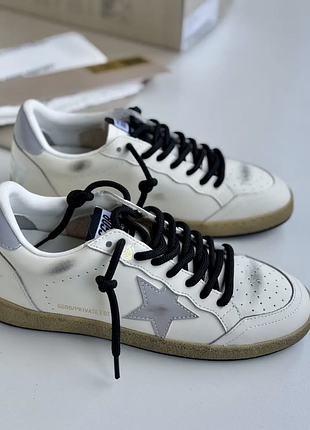 Женские белые кроссовки кеды golden goose super-star с серебрянной звездой голден гус