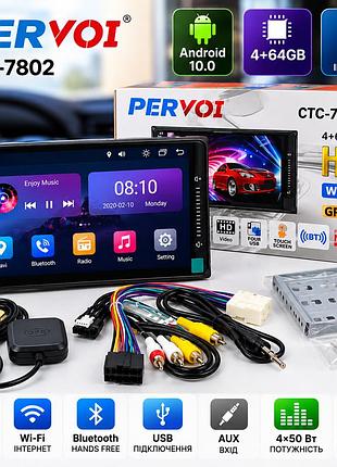 Автомагнитола pervoi ctc-7802 7| на android, 4/64 гб с сенсорным дисплеем