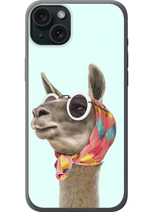 Чехол на iphone 15 plus модная лама из силикона fch_0077092