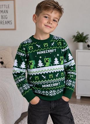 Новорічний светр minecraft оригінал / в'язаний джемпер майнкрафт кріпер mojang