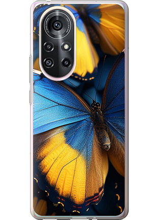 Чехол на huawei nova 8 pro желто-голубые бабочки из силикона fch_0175526