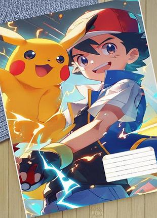 Тетрадь пикачу pikachu на скобе 12 листов косая линия (35389)