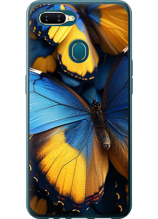 Чехол на oppo axiaomi 12 желто-голубые бабочки из силикона fch_0175514
