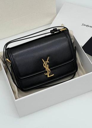 Женская черная кожаная сумка yves saint laurent solferino ysl ив сен лоран кожа на плече плечевая