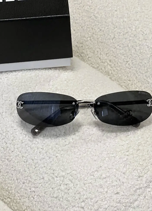 Женские серые солнцезащитные очки chanel rimless cc logo rectangular 4017 шанель a71560-x01060-l2414