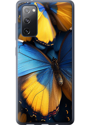 Чехол на samsung galaxy s20 fe g780f желто-голубые бабочки из силикона fch_0139061
