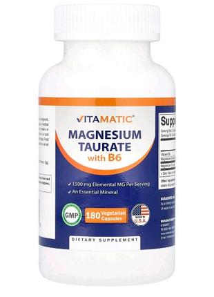 Vitamatic
таурат магния с витамином в6, 180 вегетарианских капсул