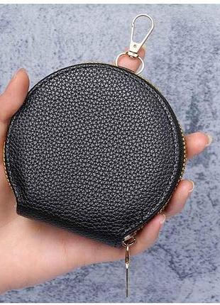 Кошелек женский с карабином 13*10.2см 619-4 черный экокожа тм китай