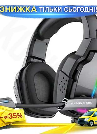 Ku навушники real-el накладні universal fit з мікрофоном для геймерів дротові з rgb підсвічуванням 2,2 uni2l_k