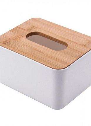 Бокс для салфеток tissue c бамбуковой крышкой small 16см