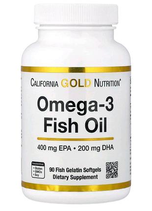 California gold nutrition,рыбий жир из омега-3, 90 капсул из рыбьего желатина (1250 мг в капсуле)