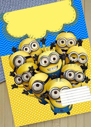 Тетрадь миньоны minions на скобе 12 листов косая линия (35965)