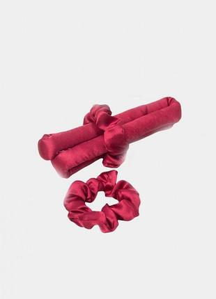Атласные бигуди с резинкой для красивых локонов, красные