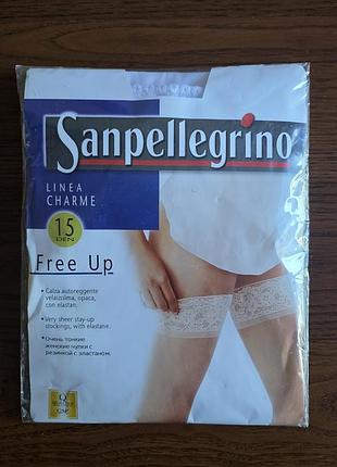 Новые женские белые чулки sanpellegrino linea charme free up (15 den) кружево силикон свадебные невесте