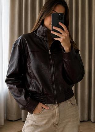 Шкіряна куртка бомбер шкірянка жіноча zara