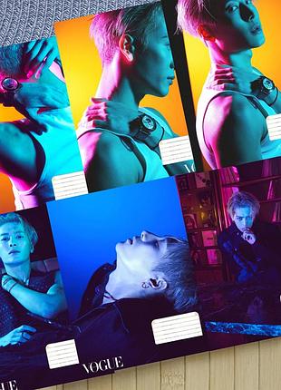 Набір зошитів джексон ван jackson wang k-pop на скобі 18 аркушів лінія (33993)