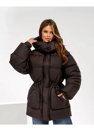 Коричневый зимний пуховик eva classic