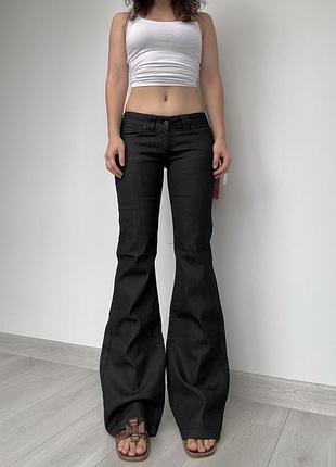 Новые джинсы с биркой only 36 s 38 m 40 l черные клеш flared bootcut низкая талия посадка ретро 2000ые y2k