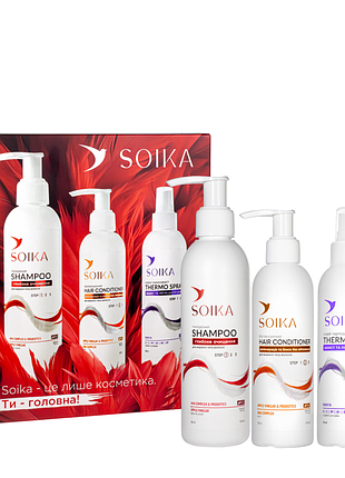 Подарочный набор косметики по уходу за волосами soika "глубокая очистка и защита" 3 в 1