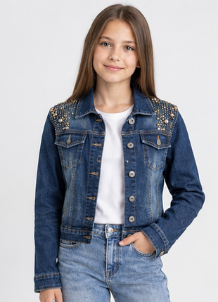Джинсовая куртка lady n 490 подростковая для девочек 9-15 лет