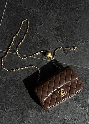 Chanel classic 1.55 small single flap in brown/gold магнитная коробка 20 х 12 х 6