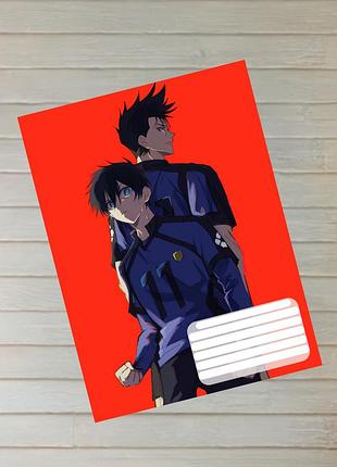 Тетрадь блю лок синяя тюрьма burū rokku blue lock на скобе 18 листов линия (31838)
