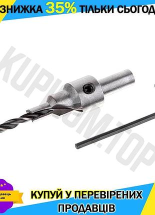 Ku сверло под конфирмат universal fit intertool 4,0 мм регулируемое для дерева и дсп сверло для мебель uni2l_k