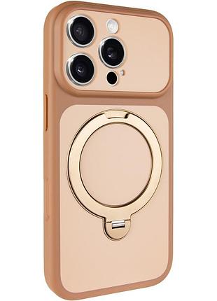 Чехол ummi full camera with magsafe hq ring для iphone 16 pro с кольцом-подставкой 360° айфон 16 про brown gold