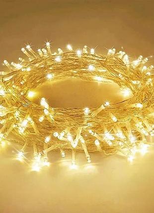 Гирлянда росинка usb 5 м 150 led теплий світло 8 режимів з пультом дистанційного керування для новорічної ілюмінації