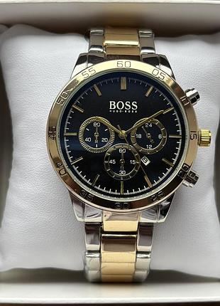 Мужские часы boss на браслете комбинированного цвета с датой