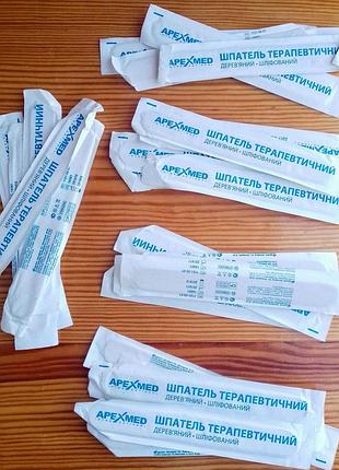 Большой косметический шпатель деревянный одноразовый запечатанный набор 25 штук