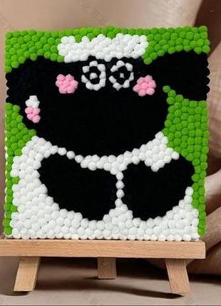 🎨 картина с помпонами – творческий набор diy ✨ барашек