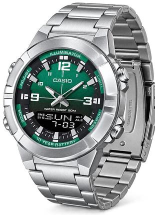 Чоловічий годинник7da-3a з зеленим циферблатом та сталевим браслетом