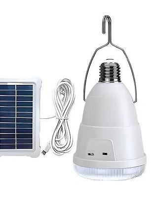 Акумуляторна кемпінгова led лампа із сонячною панеллю solar ap-3631 світильник із гачком e27