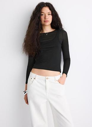 New черная двуслойная майка лонг ecocell  двойная кофта stradivarius лиоцел double garment лонгслив