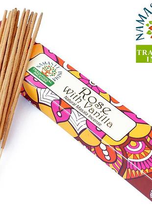 Ароматичні палички троянда з ваніллю namaste india rose vanilla