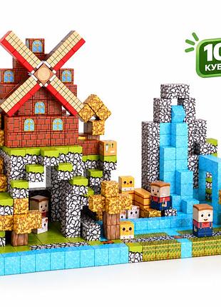 Магнитный конструктор minecraft мельница и водопад 100 деталей для детей от 3 лет
