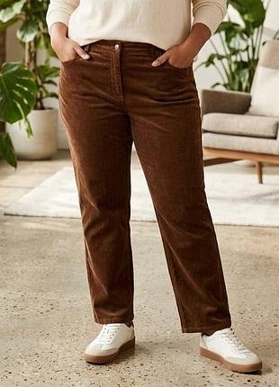 Женские вельветовые брюки marks &amp; spencer р. 20 (uk) коричневые straight short