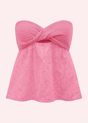 Shein топ бандо прошваз баскою топик вафелька вафельний топ блуза блузка