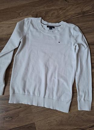 Белый женский джемпер tommy hilfiger размер xs коттон 65%