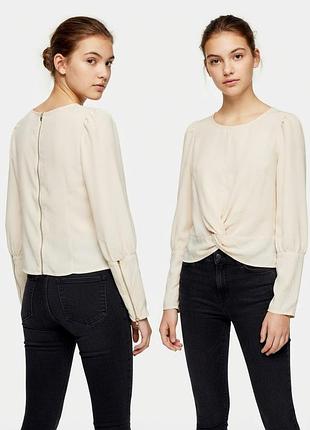 Женская бежевая блуза topshop tall с узлом и молниями