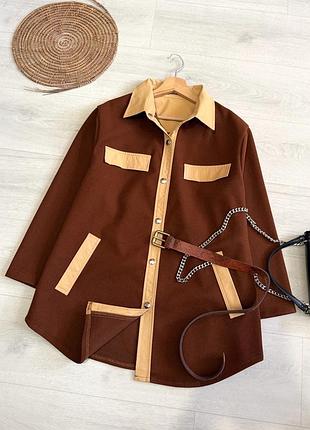 Классная рубашка-пальто oversize 5