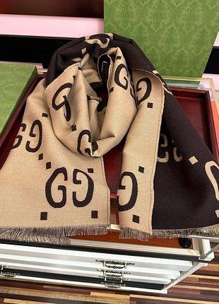 Шарф беж коричневий gucci