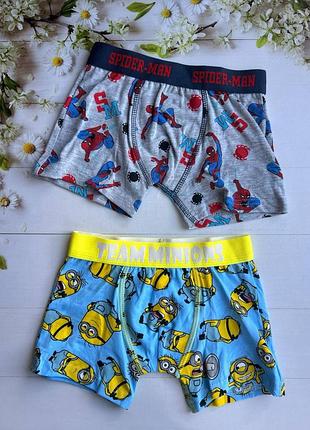 Трусики боксеры на мальчика spider-man/minions (набор 2 шт) primark р.104 см (3-4 года)