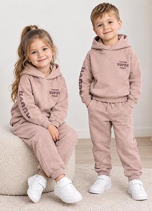 Matalan пудровий комплект толстовки з капюшоном та спортивних штанів на 4-5 років 104-110 см happy теплий костюм на флісі